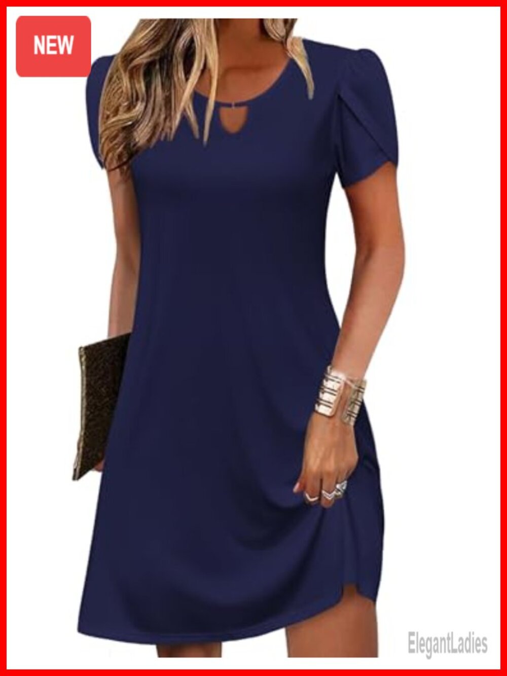Women's Casual A-Line Dress with Pockets Floral T-Shirt Dress Short Sleeve